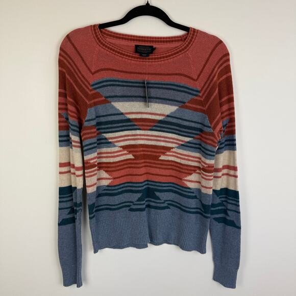 NWT Pendleton Womens Raglan 100% Cotton Tribal Ethnic Grey/Orange Sweater Small - Picture 3 of 9